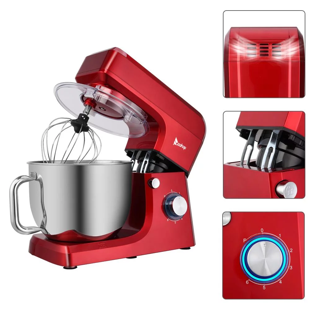 660W Dough Mixer Tilt-Head Electric Mixer With 7.5Quart Stainless Steel Bowl, Red