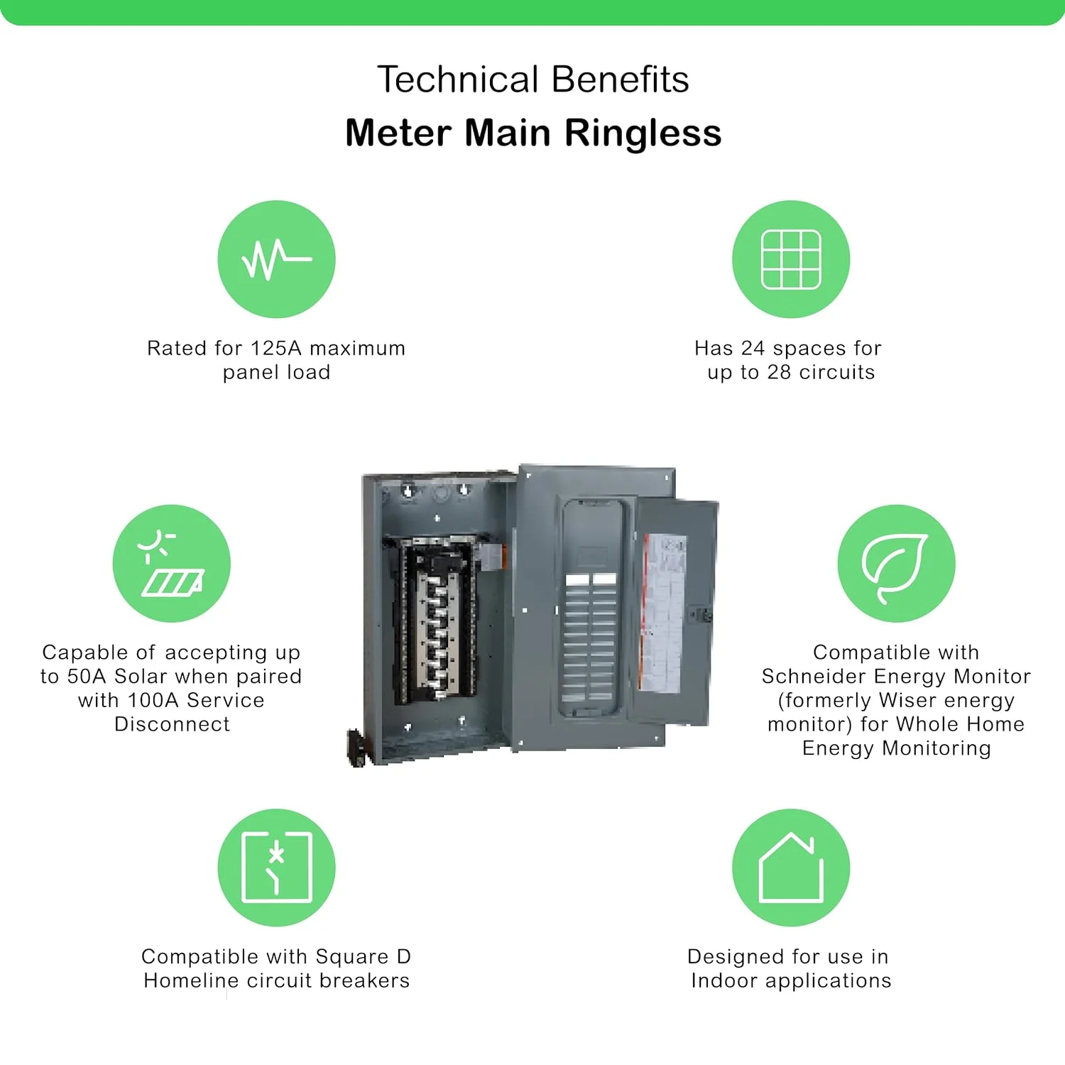 Square D - HOM2448M100PCVP Homeline Load Center With Cover, 100-Amp Convertible Main Breaker, 1-Phase, 24-Space, 48-Circuit, Indoor - Value Pack Plug-On Neutral Ready
