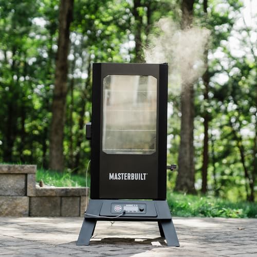 Masterbuilt? 30-inch Digital Electric Vertical BBQ Smoker with Leg Kit, Side Wood Chip Loader and 710 Cooking Square Inches in Black, Model MB20070421