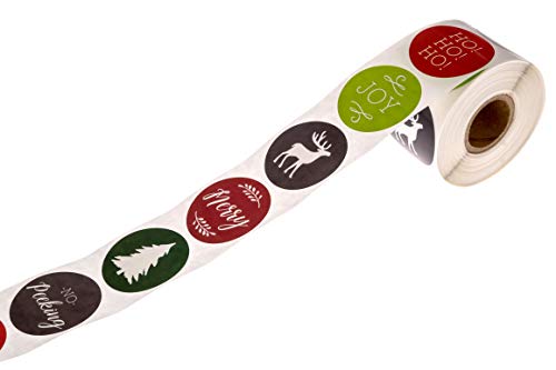 Jolly Santa Stickers / 500 Happy Saint Nick Christmas Label Roll / 1.5