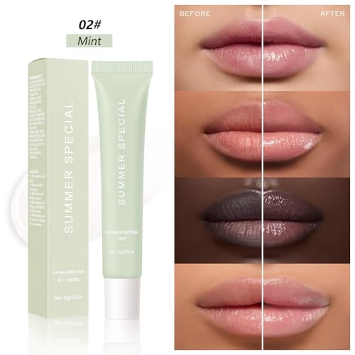 4 PCS Summer Special Lip Butter Balm – Ultra-Hydrating Lip Care with Shea Butter & Olive Oil, Soothes Dry Lips with Natural Tint & Gloss Effect, Lip Plumper Moisture & Light Lip Stain Finish
