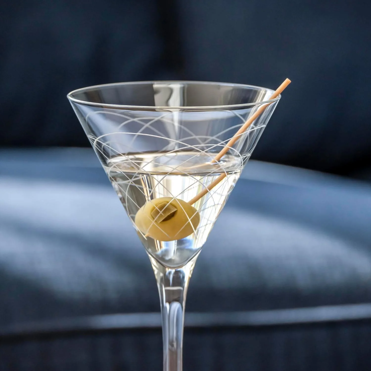 Mid-Century Cocktail Glass | Stemmed 7.5 oz. Martini Glasses | Lead-Free Glass | Diamond-Wheel