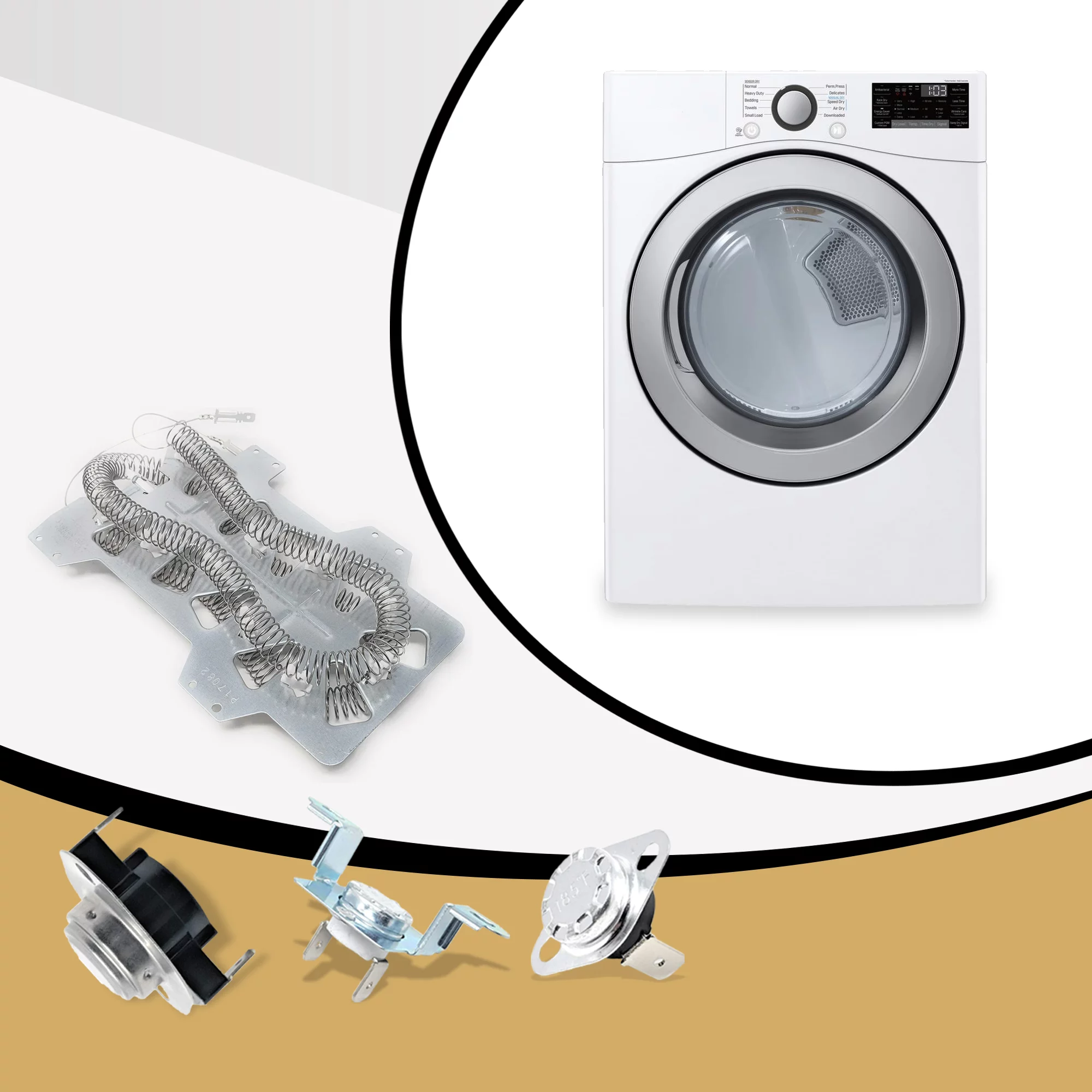 Samsung Dryer Heating Element Kit - Thermal Fuse & Thermostat Replacement