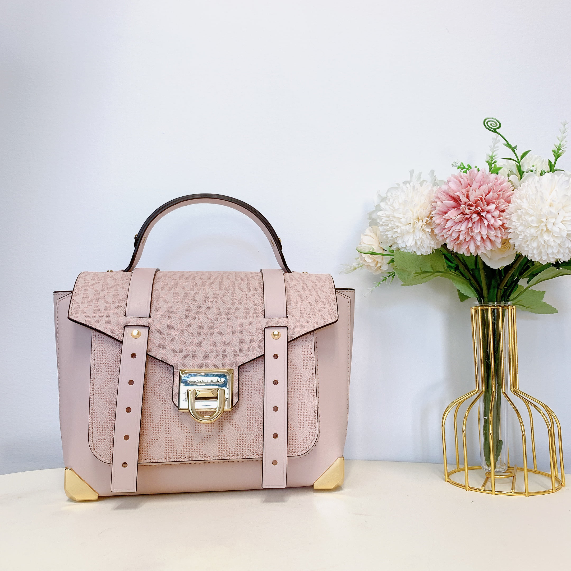 Michael Kors Manhattan Medium Powder Blush PVC Top Handle Purse Satchel Handbag