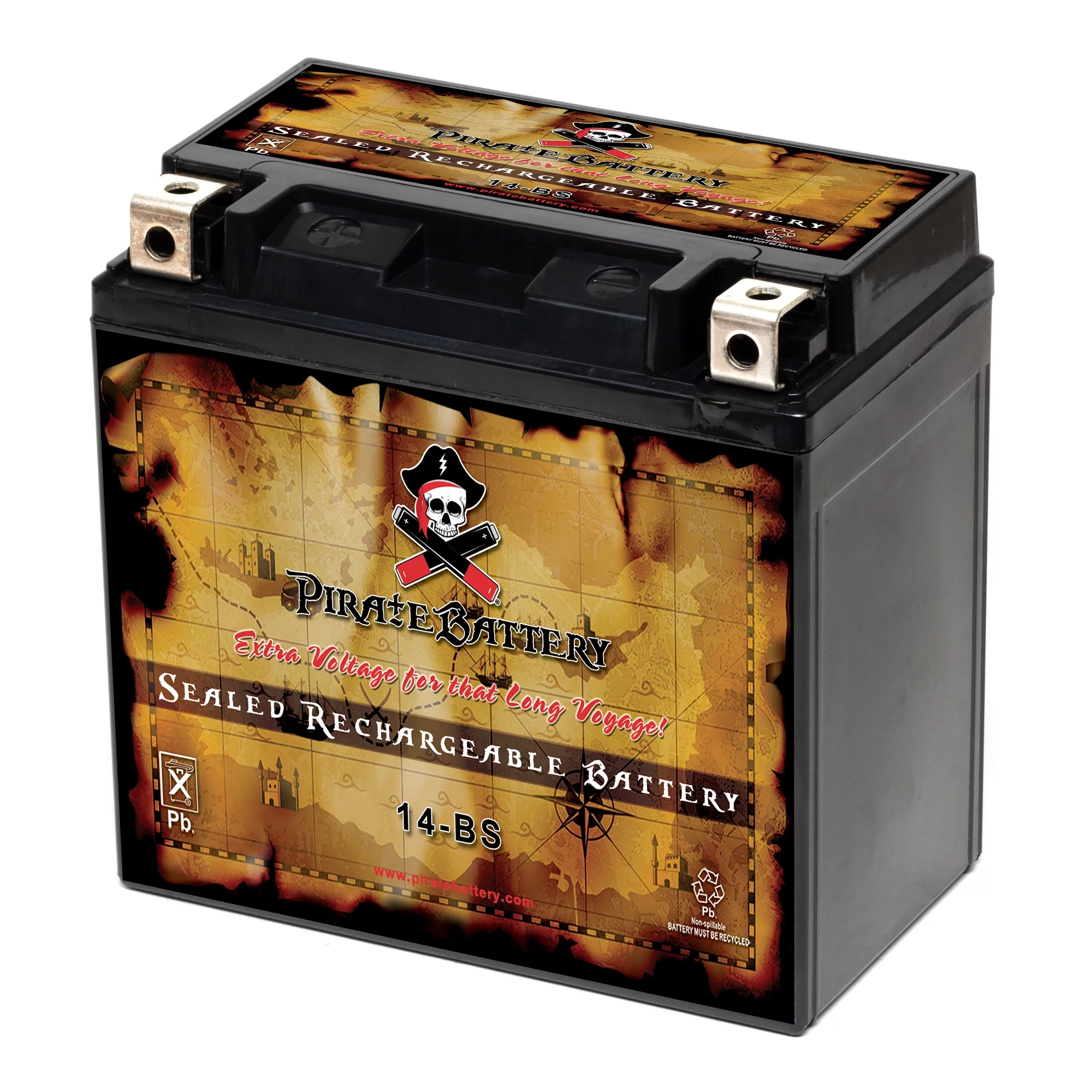 Pirate Battery YTX14-BS (14-BS 12 Volt,12 Ah, 200 CCA) Motorcycle Battery for Kawasaki 650cc W650 2001