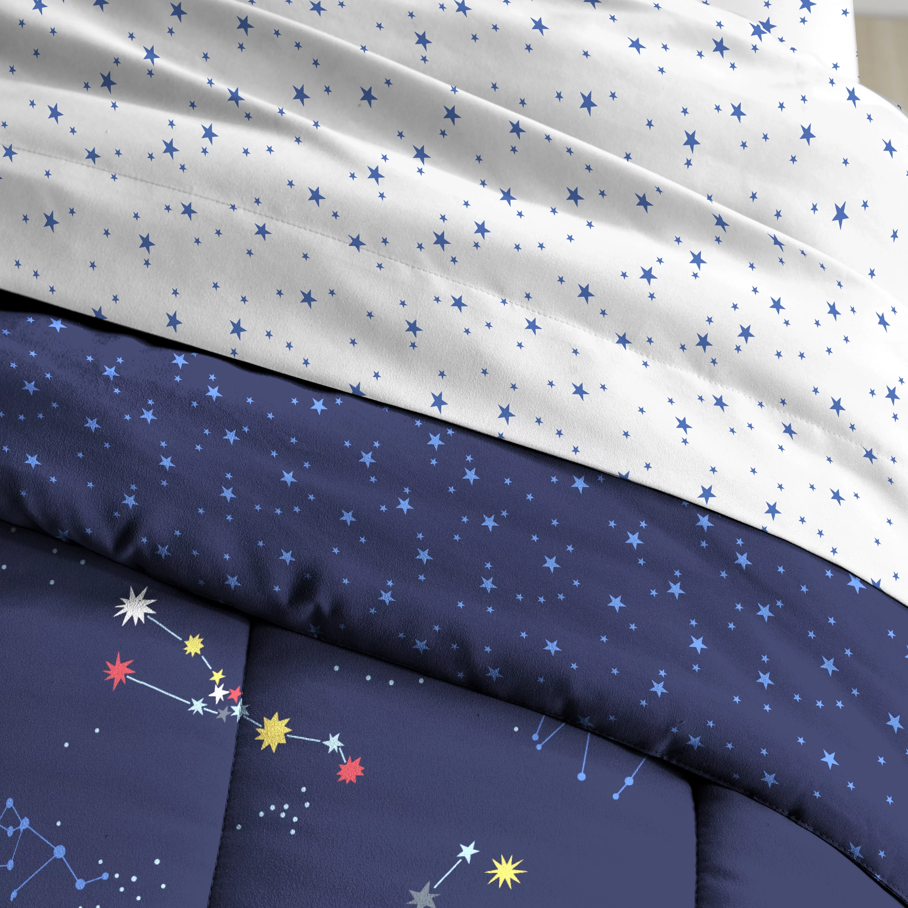 Dream Factory Zodiac Full Bed-in-a-Bag, Midnight Blue, Microfiber, Polyester Fill, Male, Child
