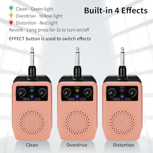 JOYO Mini Guitar Amp 5W Portable - Rechargeable Bluetooth Combo Amplifier with Built-in Effects (Clean, Overdrive, Distortion, Reverb) Compact Practice Amp for Electric Guitar Plug in, Black (JA-05G)