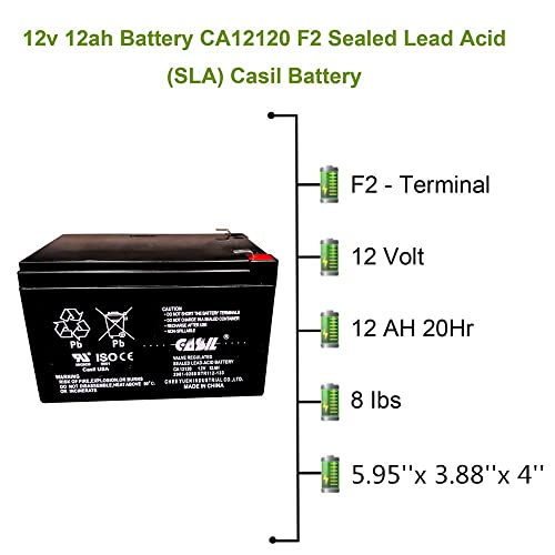 CASIL 12v 12ah F2 Sealed Lead Acid AGM Rechargeable Deep Cycle Battery (1 Pack)