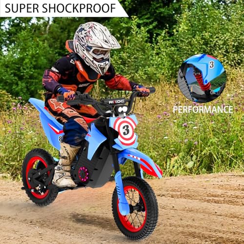DK-12 Kids Electric Dirt Bike | 25KM/h Adjustable Speed | 140lbs Load Capacity | IPX4 Waterproof | Gift for 6-13 Years Old (Black)