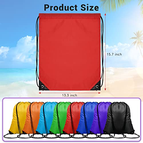 120 Pcs Drawstring Backpacks 8 Color Draw String Sports Bags Gym Cinch Sack Nylon String Backpack Bulk Plain Sport Bag for Gym Swimming Fitness Sports Team