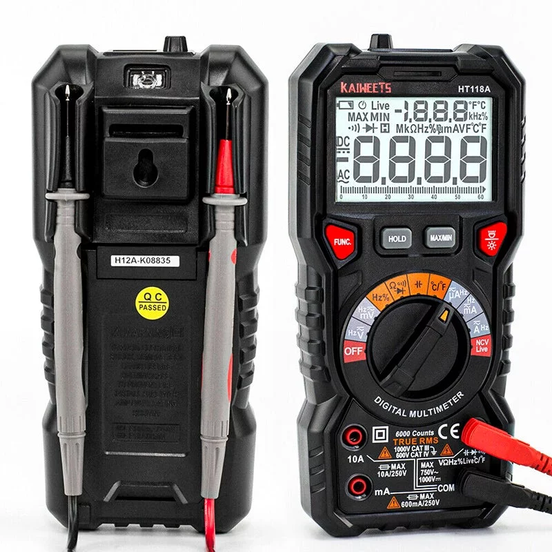KAIEETS Digital Multimeter Tester Auto-Ranging TRMS 6000 Counts Measuring Amp Volt Capacitance Temperature Ohm Frequency