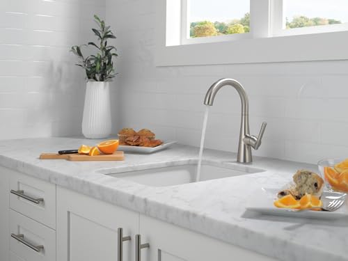 Delta Modern Oil Rubbed Bronze Single Hole Bar Sink Faucet, Single Handle Prep Sink Faucet, Venetian Bronze 14882LF-RB