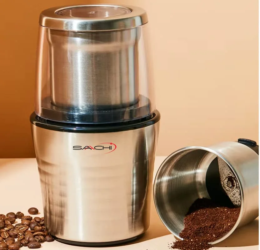 2-in-1 Electric Coffee Grinder Plus Wet and Dry Spice Grinder with 2 Stainless Steel Blades Removable Bowls, SA-2915