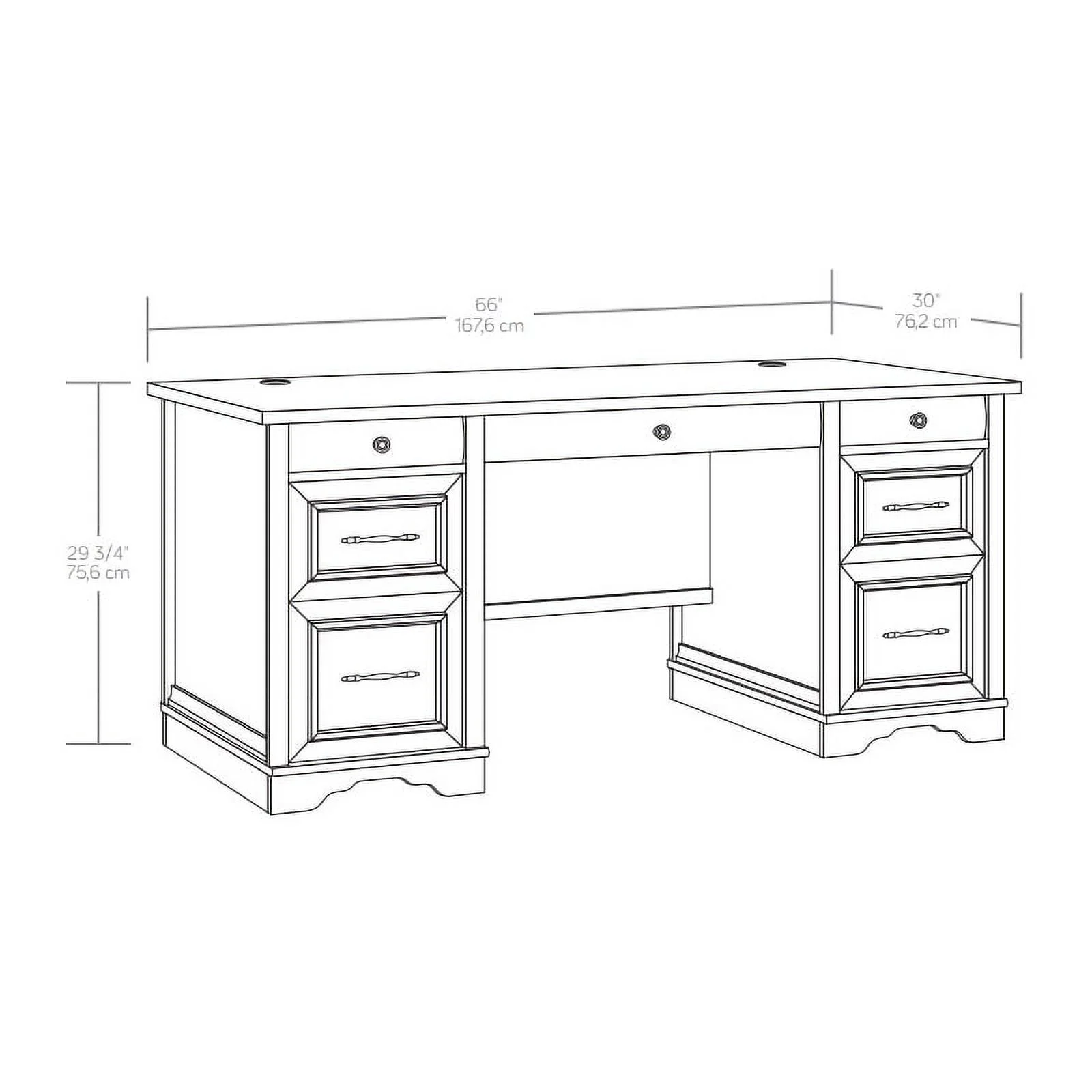 Pemberly Row Contemporary Engineered Wood Pedestal Desk in Brushed Oak