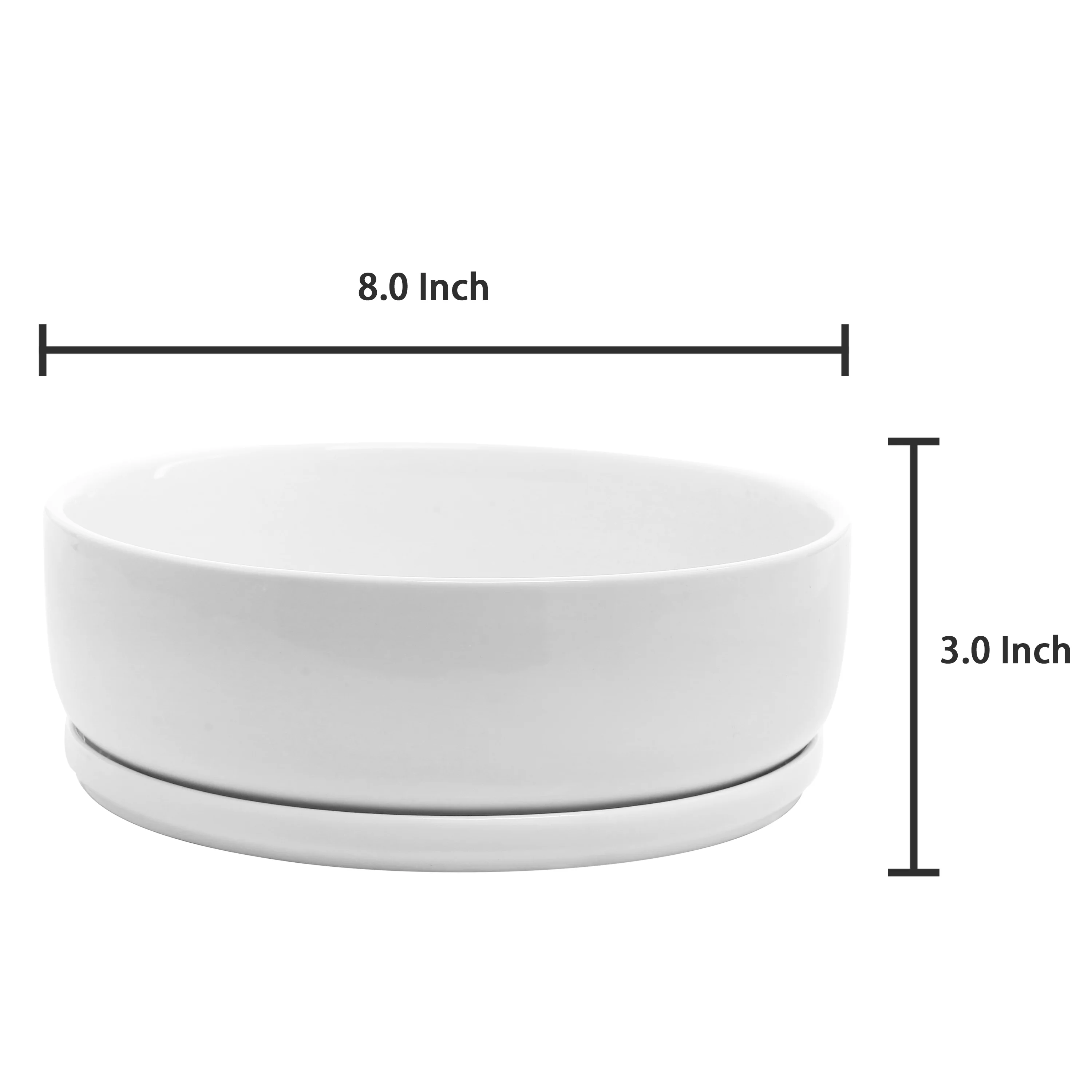 MyGift 8 inch Modern White Ceramic Round Succulent Planter