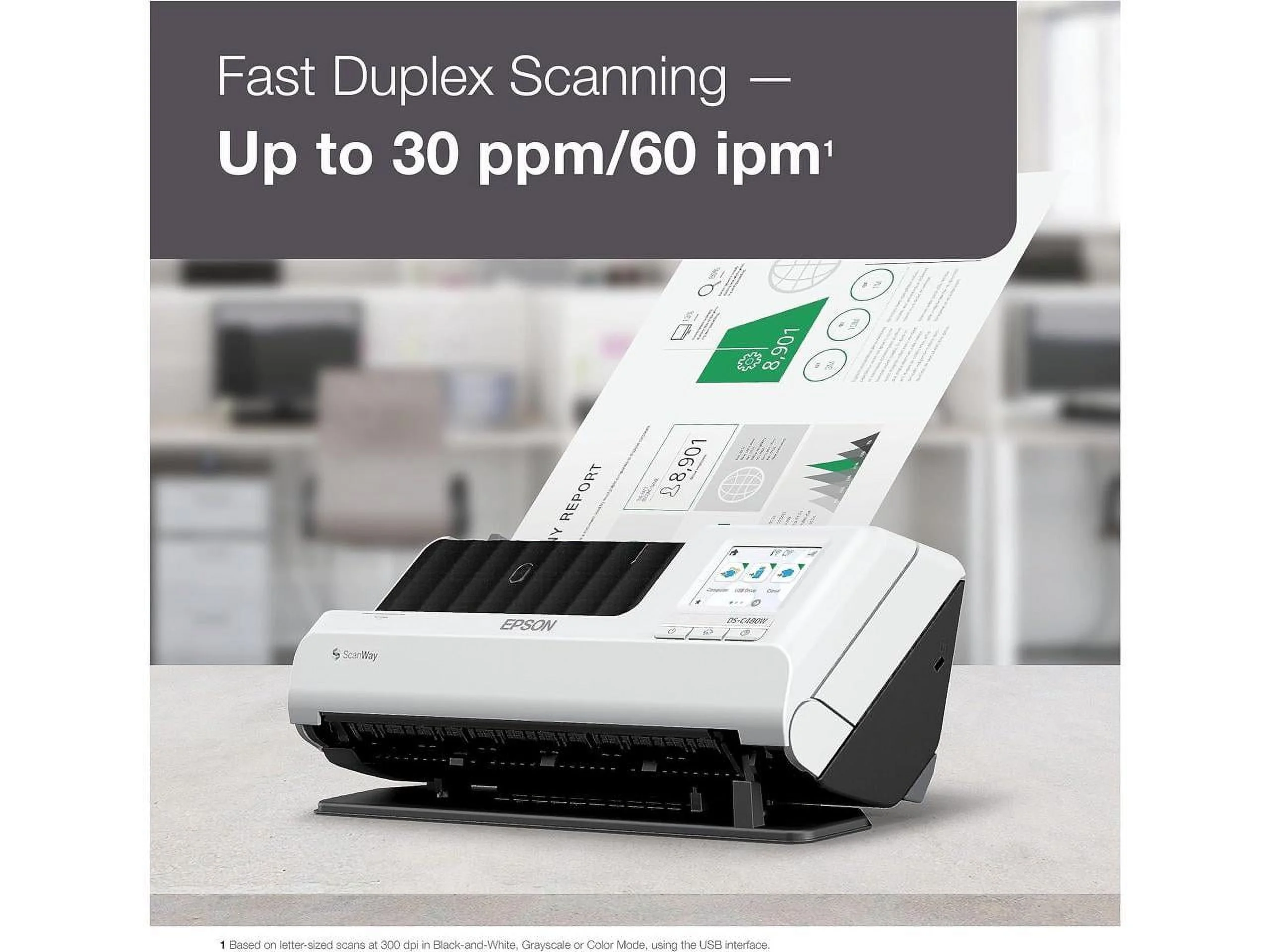 Epson DS-C480W Wireless Compact Desktop Document Scanner with Auto Document Feeder, 4.2