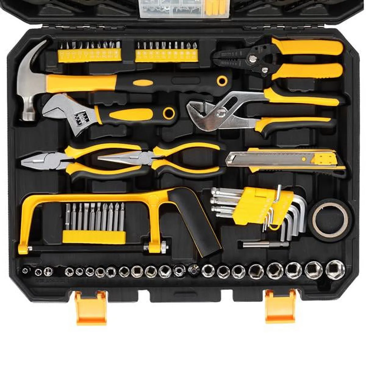 198Pcs Hand Tool Set Mechanics Kit Wrench Household Repair with Case Black & Yellow