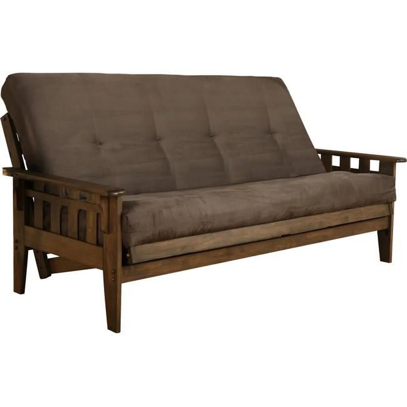 Kodiak Furniture Tucson Frame with Suede Fabric Mattress in Gray/Walnut
