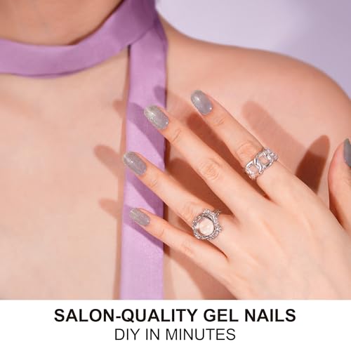 DANNI & TONI Semi Cured Gel Nail Strips Christmas Santa Claus Snowflakes Cat Eye Gel Nail Wraps 28 Stickers | Mistletoe Meow