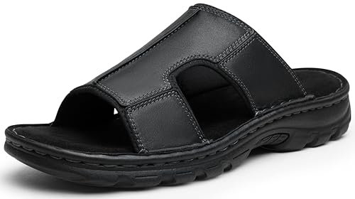 Jousen Sandals for Men Leather Slip on Mens Sandals Outdoor Men's Beach Slide Slippers