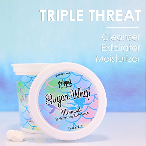 Primal Elements Sugar Scrub, Exfoliating Sugar Whip, Face and Body Cleanser, Moisturizer, Gingerbread, 10 oz Package