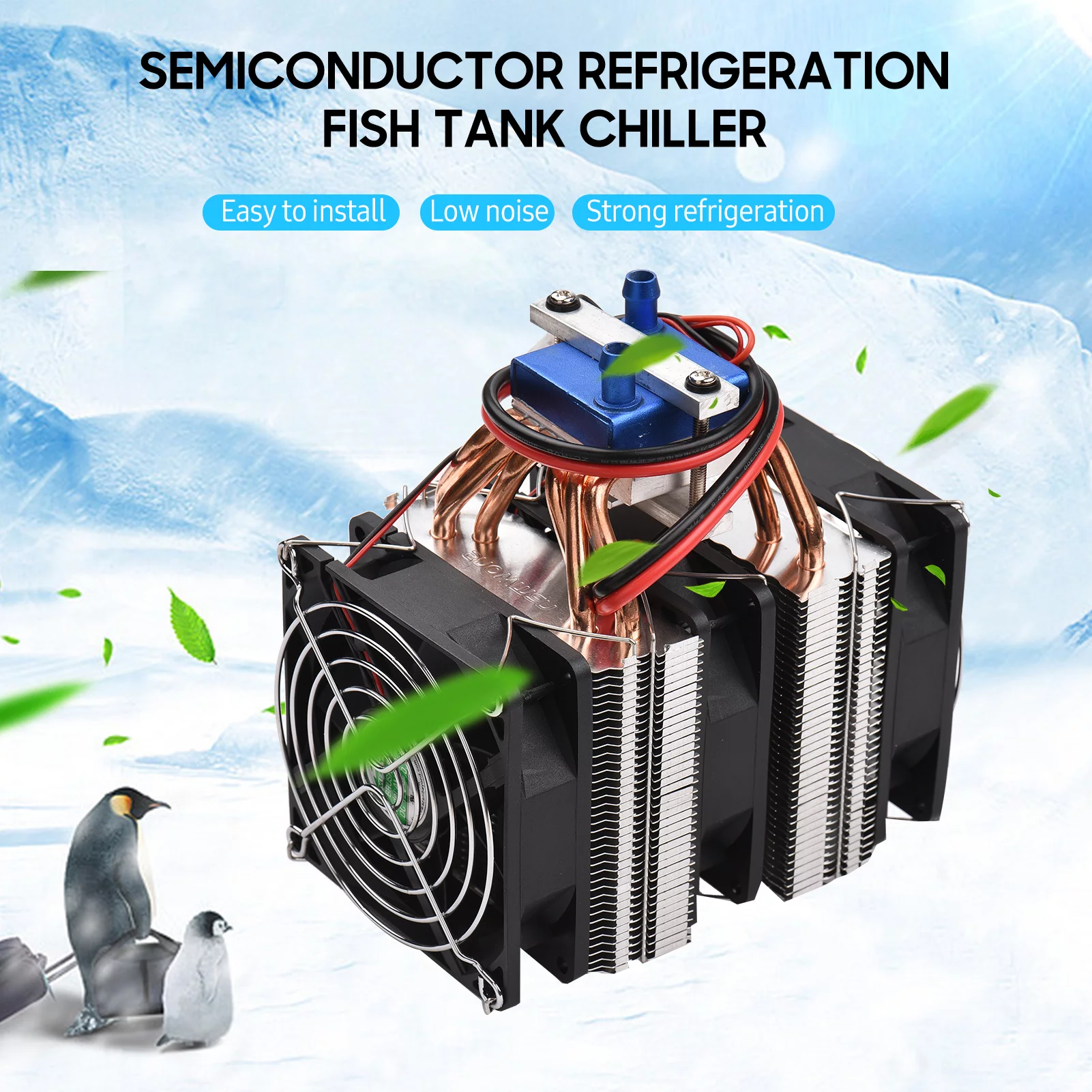 180W High Power Semiconductor Refrigeration Fish Tank Chiller Refrigerator Cooling- Machine Chiller Cooler Aquarium Chiller With 6Pcs Heat Dissipation Copper For 40 Liters Aquarium