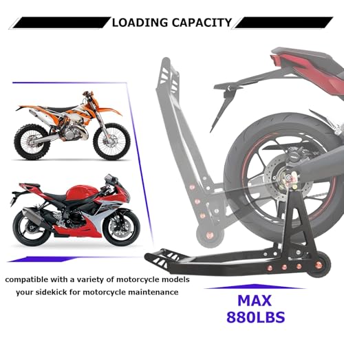 880lbs Aluminum Motorcycle Stand Front and Rear Combo Wheel Lift Stands,with U+L Adjustable Swingarm Spool Paddock Stands,Compatible with Suzuki Yamaha Honda Kawasak BMW Motorcycles,Black