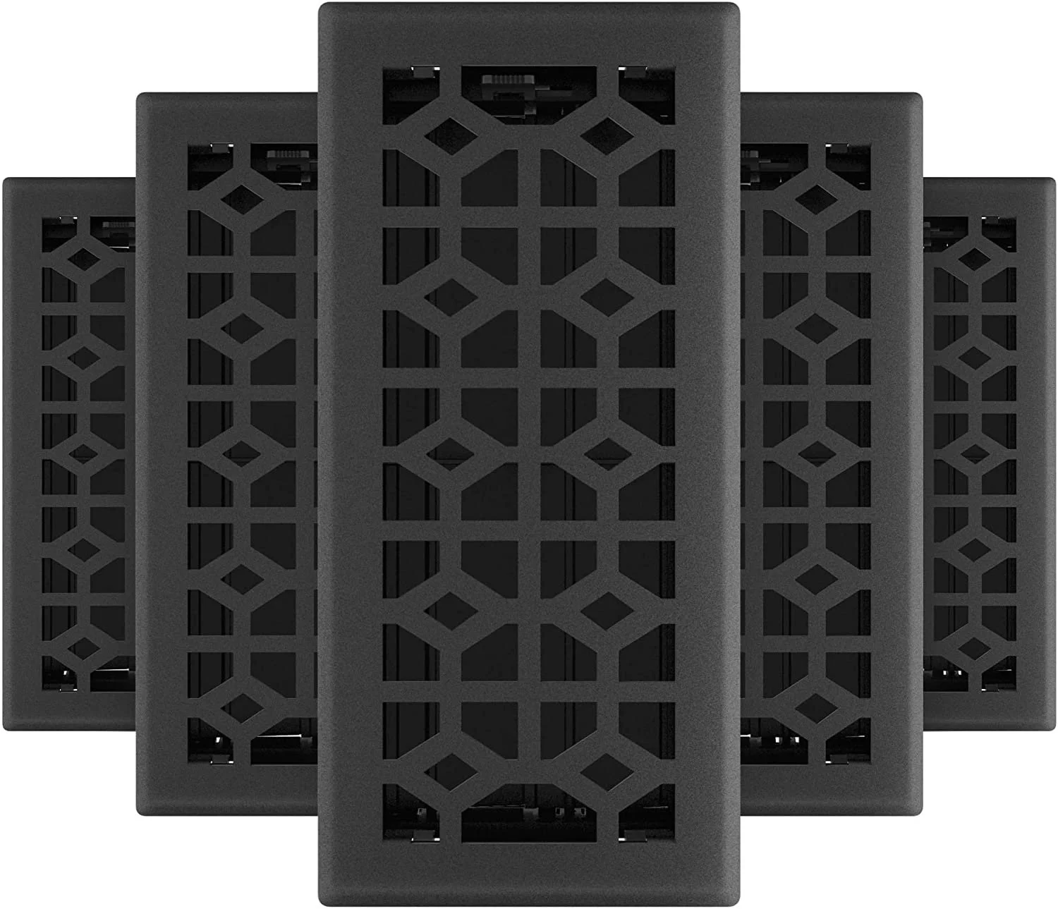 Imperial RG3466 Templar Decorative Floor Register, 4x10 Inch, Black Iron, 5 Count