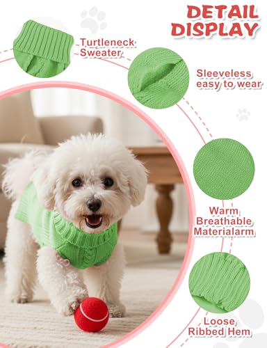 2PCS Dog Christmas Sweater, Soft Warm Pet Clothes Coat for Small Medium Large Dogs and Cats Boy Girl, Fall Cozy Holiday Turtleneck Knitting Collar Pullover Pup Outfit Costume for Thanksgiving New Year