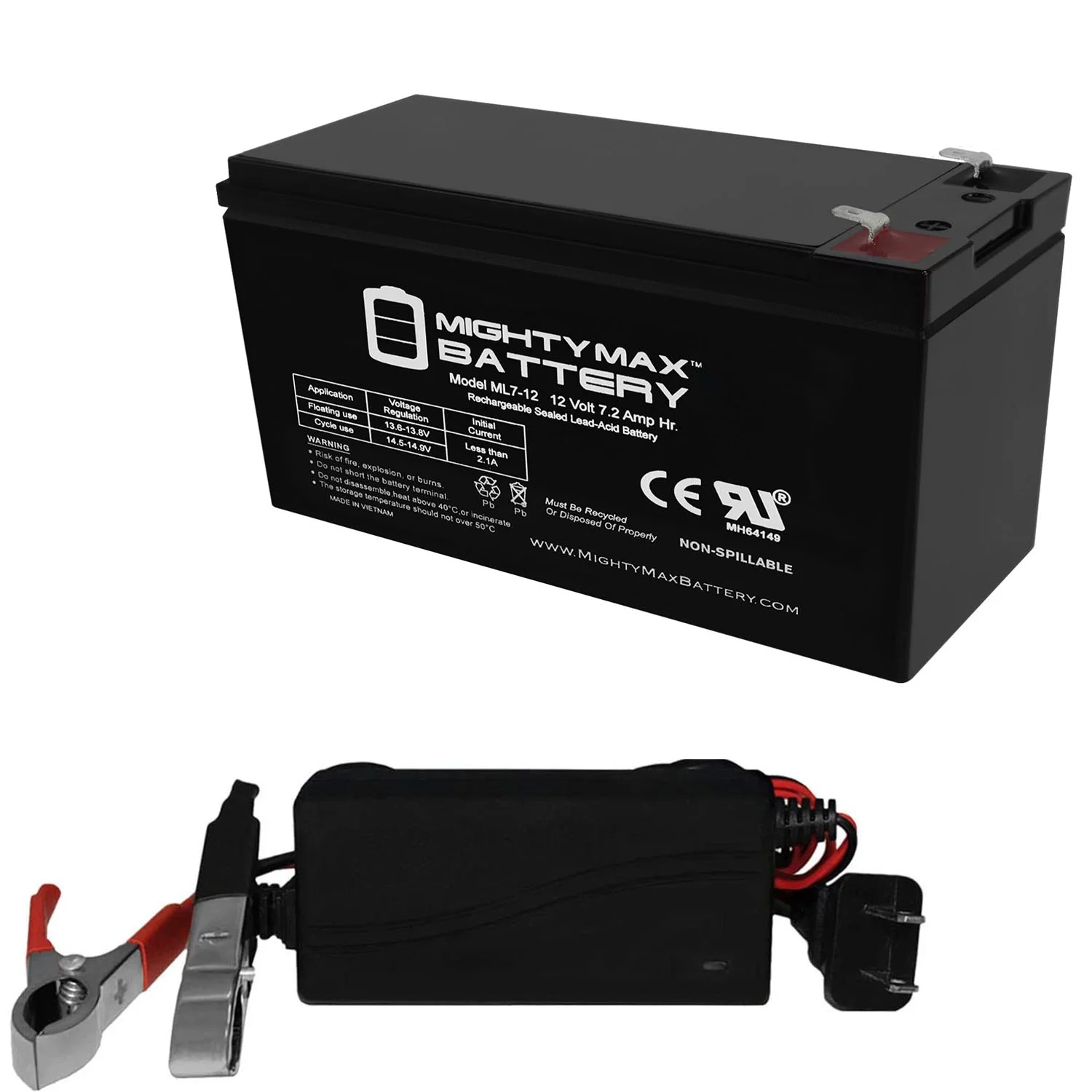 12V 7.2AH SLA Replacement for Haijiu 6-DFM-7, 6 DFM 7 + 12V Charger