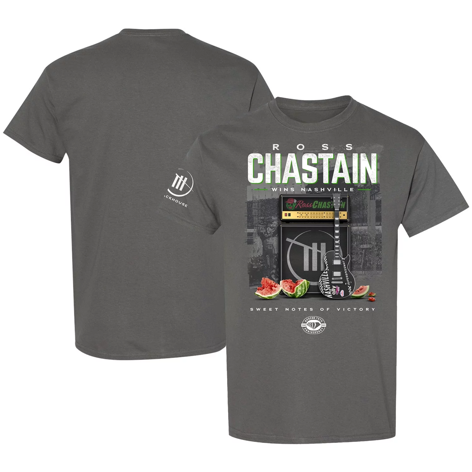 Men's Checkered Flag Sports Charcoal Ross Chastain 2023 Ally 400 Race Winner T-Shirt