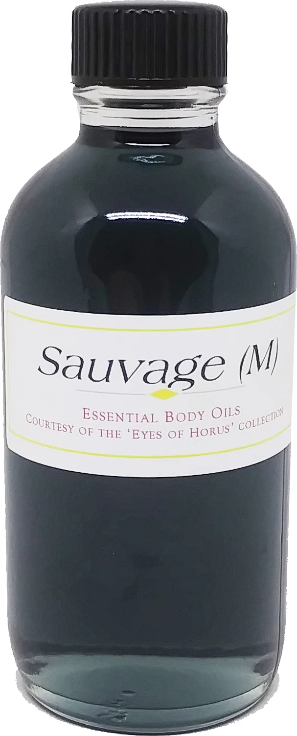 Sauvage - Type For Men Cologne Body Oil Fragrance [Regular Cap - Clear Glass - Dark Grey - 4 oz.]