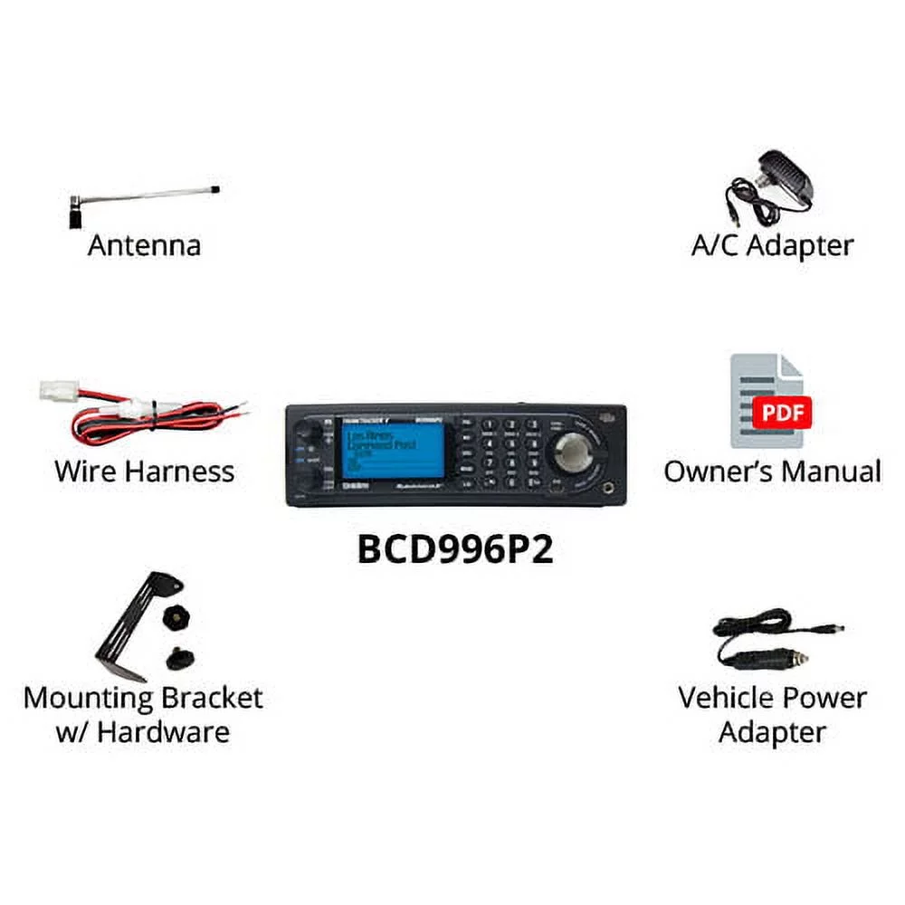 Uniden BCD996P2 Digital Mobile Trunking Scanner with Backlit Keypad & LCD
