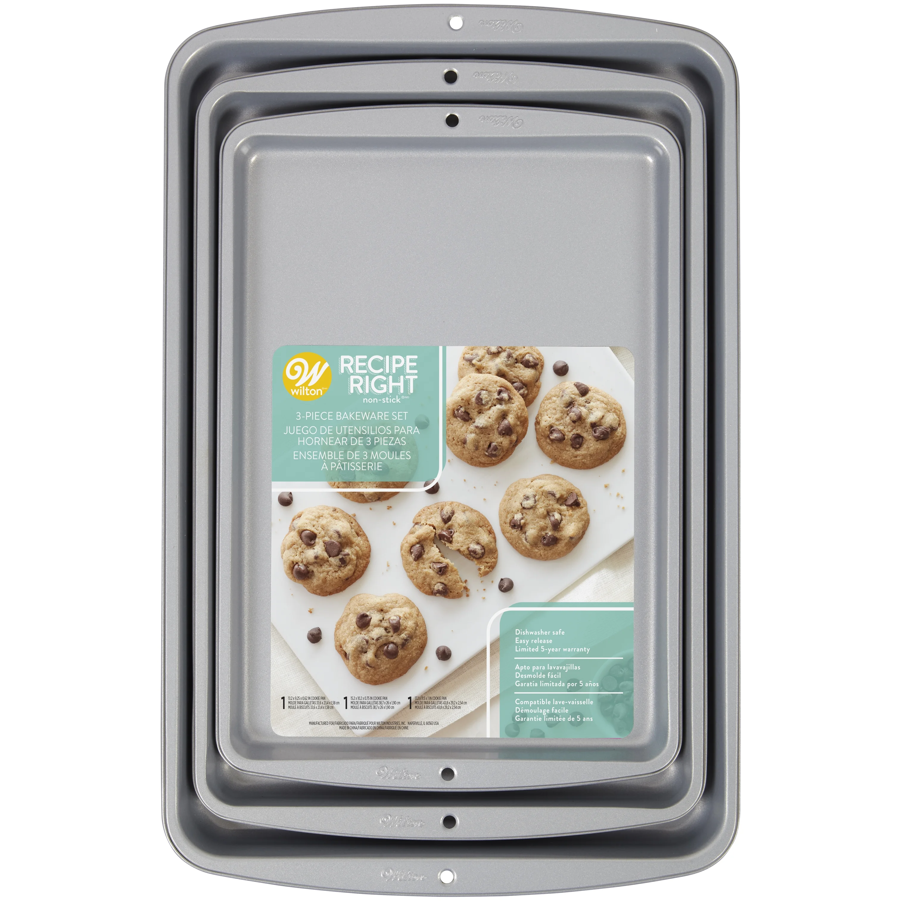 Wilton Recipe Right Cookie Sheet Set, 3-Piece Non-Stick Baking Sheets