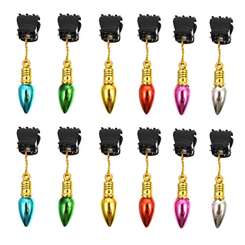 24pcs Christmas Beard Ornaments Clips Decorative Bell Beard Baubles for Facial Hair Reusable Clips for Holiday Hair Decor for Men and Women Random Color
