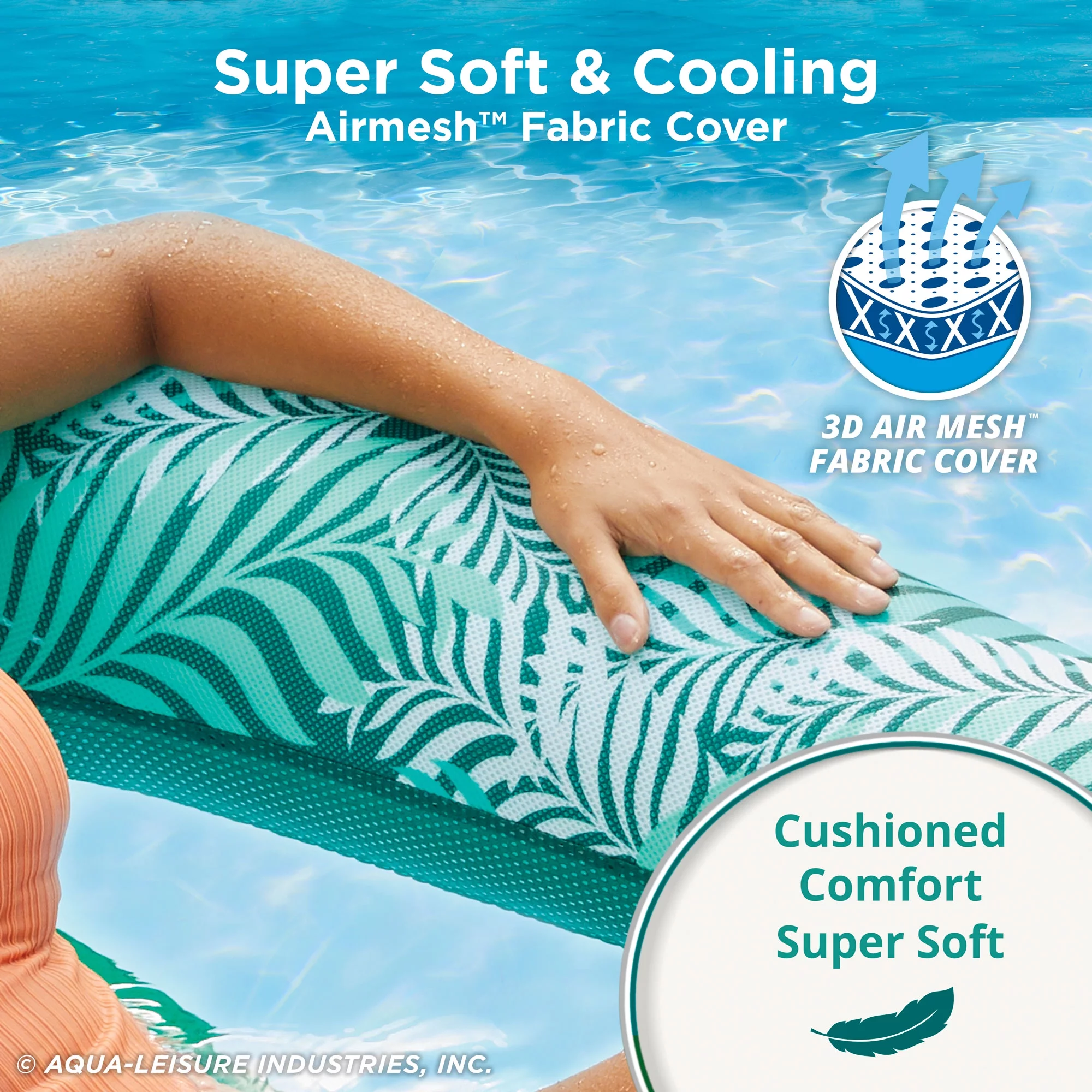 Aqua Zero Gravity Inflatable Swimming Pool Chair Float, Teal Fern Green