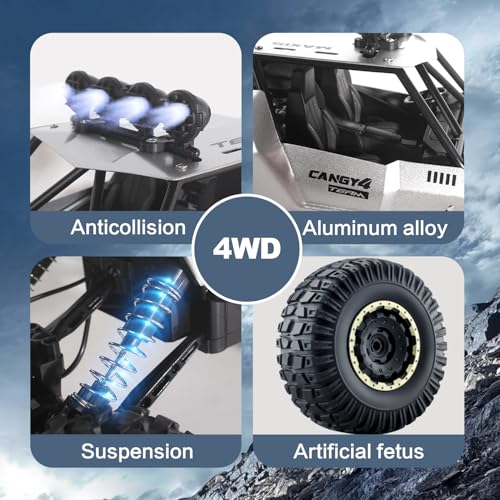 RC Cars Remote Control Car 1:12 Off Road Truck, Metal Shell LED Headlights Offroad Monster RC Truck, 4x4 All Terrain Hobby RC Cars Toys for Boys Kids Adults Gifts 8-12