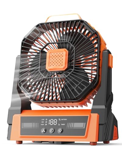 Portable Fan Rechargeable, 20000mAh Battery Powered Desk Fan with LED Lantern, Battery Operated Personal Tent Fans for Camping, Travel, Home, Bedroom, Jobsite, Beach Vacation Essentials