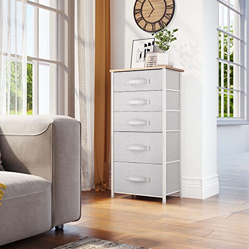 YITAHOME Tall 5 Drawer Dresser, Fabric Storage Tower, Fabric Dresser for Bedroom, Organizer Unit for Bedroom, Living Room, Hallway, Closets