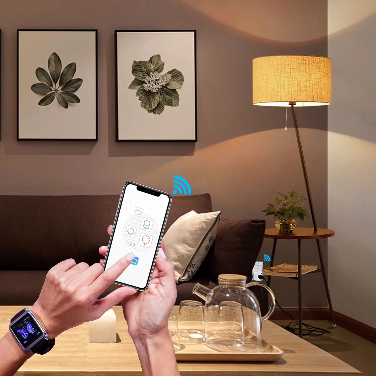 Kootion Smart Plug 3 Pack Wifi Enabled Mini Outlets Smart Socket, Compatible with Google Assistant, No Hub Required, Timing Remote Control