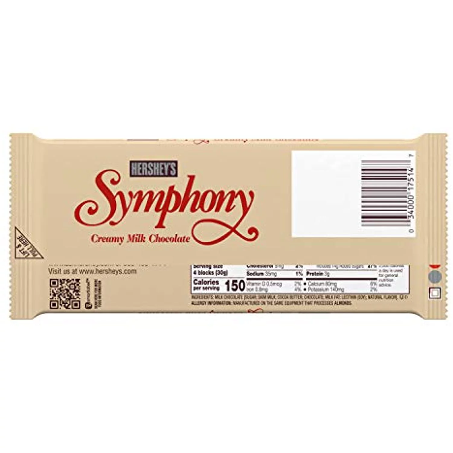 Hersheys Symphony Creamy Milk Chocolate Candy, 4.25 Oz. Bars (12 Count)