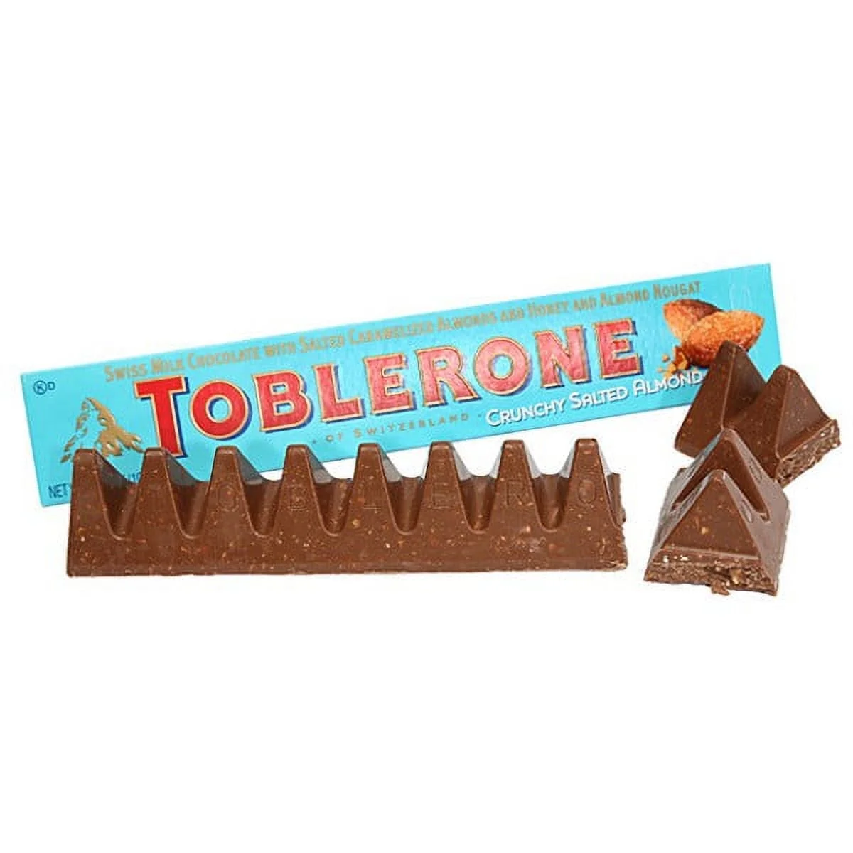 Toblerone Crunchy Salty Almond Chocolate Bars 3.5 oz Boxes - Pack of 6