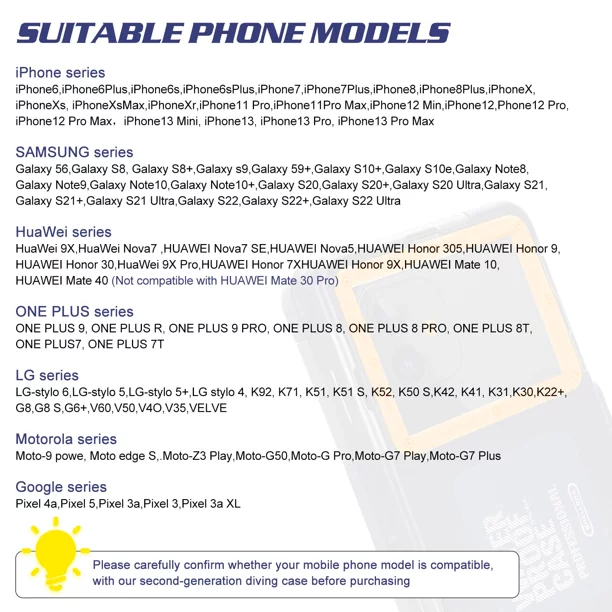 UrbanX Professional [15m/50ft] Swimming Diving Surfing Snorkeling Photo Video Waterproof Protective Case Underwater Housing for BLU R1 Plus And all Phones Up to 6.9 Inch LCD with Lanyard