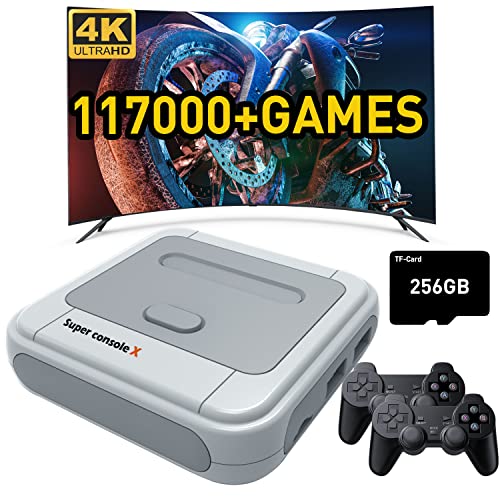 Kinhank Super Console X Retro Video Game Console Built in 117,000+ Games,Emulator Console Compatible with Most Emulators,Game Consoles for 4K HD Output,5 Players,LAN/WiFi,2 Gamepads (128GB)