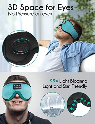 LC-dolida Sleep Headphones, 3D Sleep Mask Bluetooth Wireless Music Eye Mask, Sleeping Headphones for Side Sleepers Sleep Mask with Bluetooth Headphones Ultra-Thin Stereo Speakers Perfect for Sleeping