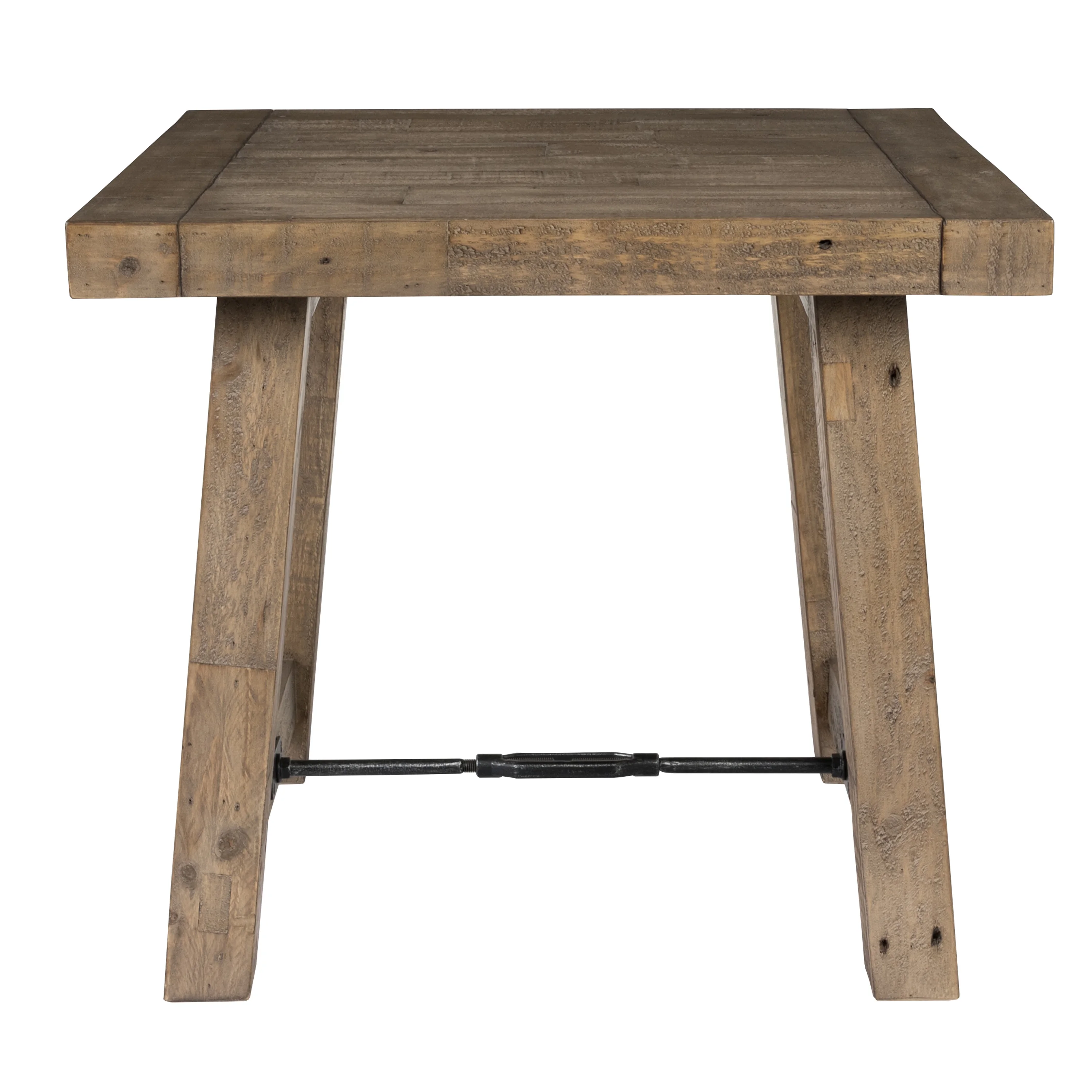 Handcrafted Reclaimed Wood End Table with Grains, Weathered Gray- Saltoro Sherpi