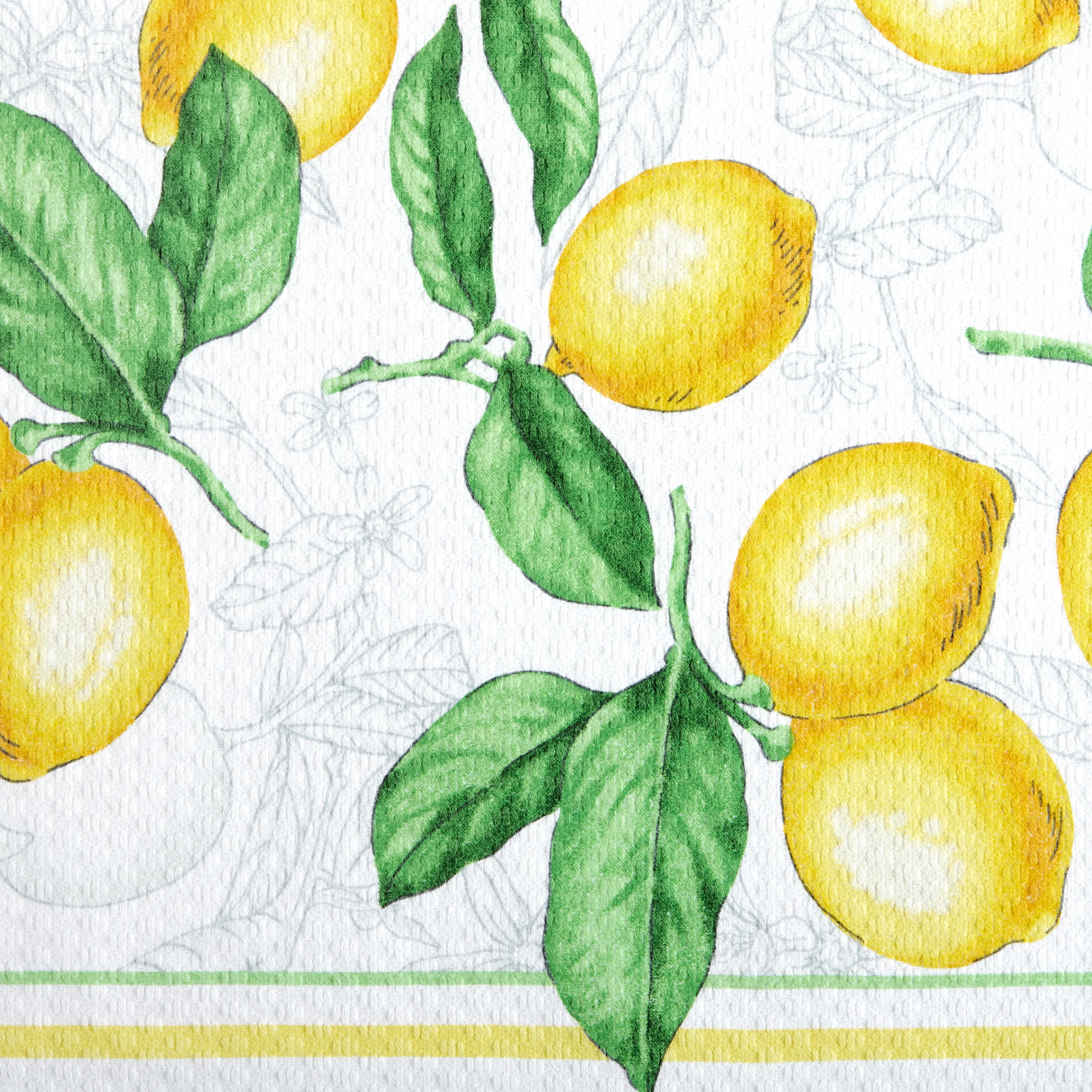Martha Stewart Lots of Lemons Modern Kitchen Towel, Oven Mitt & Potholder Set 4-Pack, White-Yellow, 2KT: 16