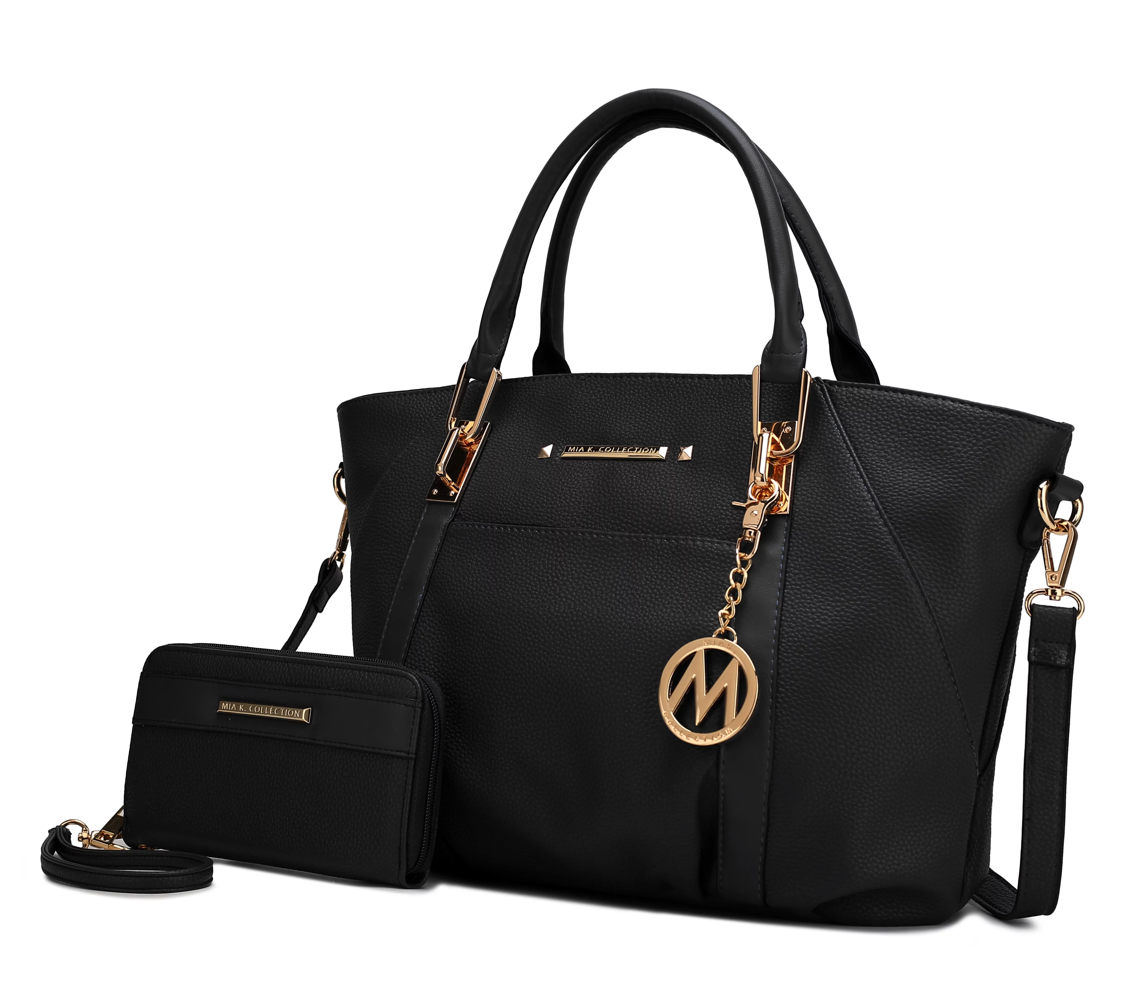 MKF Collection Darielle Vegan Leather Women's Satchel Handbag & Wallet Set by Mia K. - Black