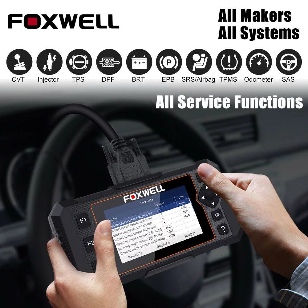 Foxwell NT644 Elite OBD2 Car Diagnostic Scanner Full System Code Reader ABS Bleeding DPF SAS TPMS Maintenance Service Scan Tool