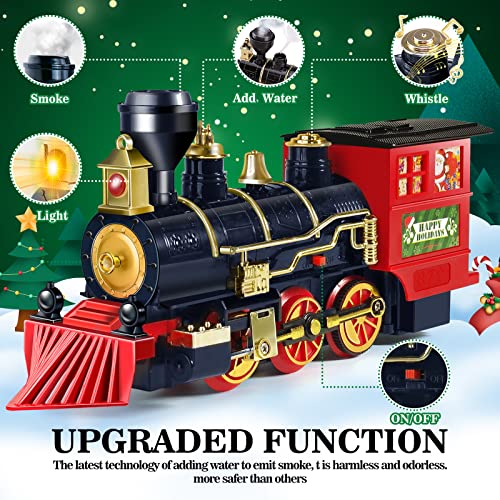 Gloween Christmas Train Sets for Under The Tree, Electric Train Toy with Steam, Light & Sound, Great for 3 4 5 6 7 8+ Year Old Kids Toddler Boys Girls